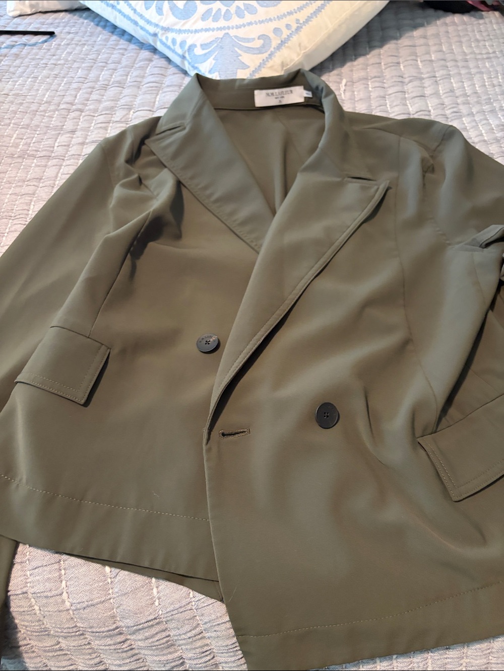 MM Lafleur Olive Double-Breasted Lightweight Shirt Jacket